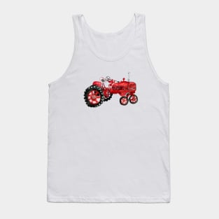 Old Red Tractor in watercolors Tank Top